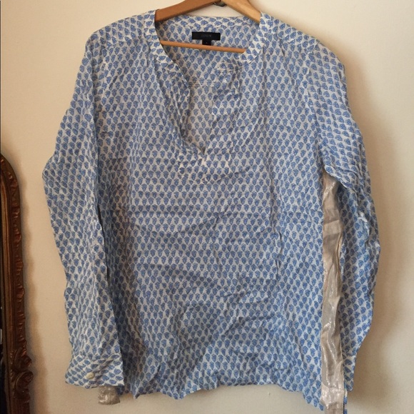 J. Crew Tops - J.Crew tunic, size 8. Blue, white and gold